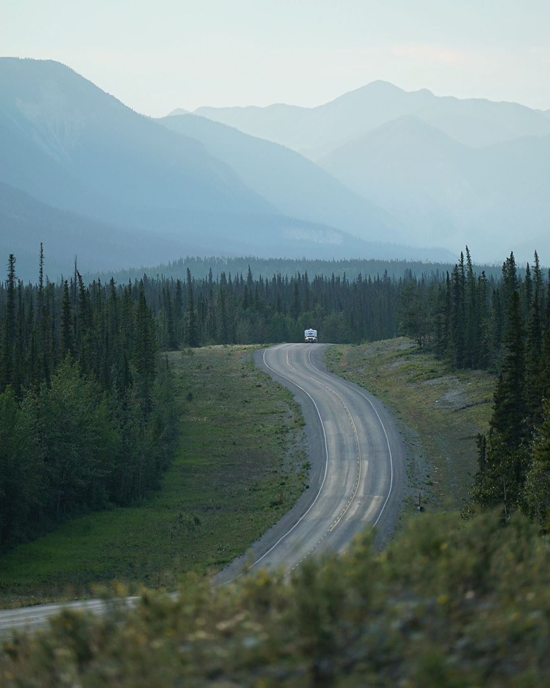 photo by Winter Hawk Studios caption reads: Summer nights on the Alaska Highway. #explorebc #travelnorthernbc #explorealaskahighway #explorecanada #explorenrrm #alaskahighway #muskwakechika
