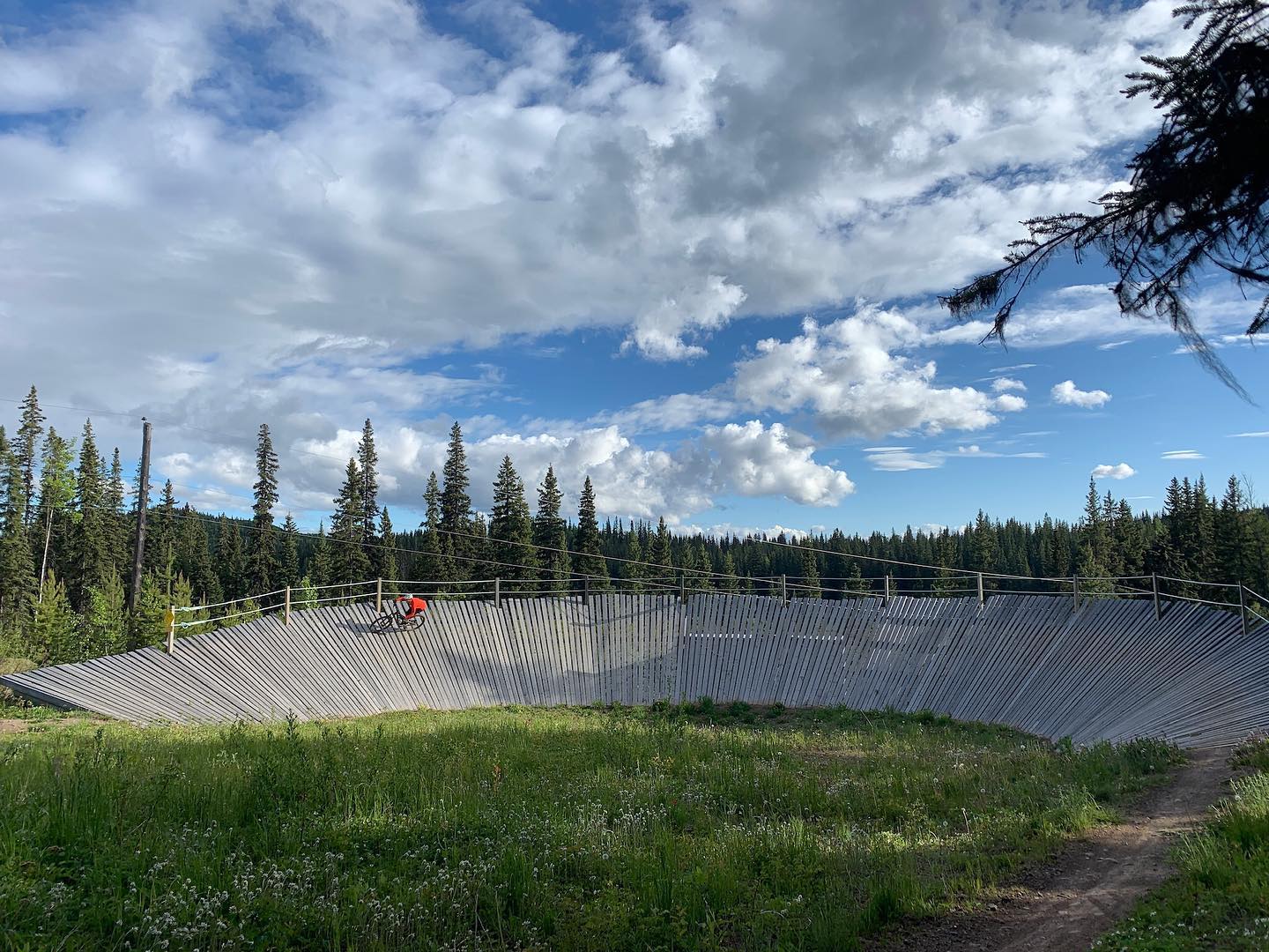 photo by Monica Parry caption reads: Burns Lake ft. The Tarp City Terrace Crew 🏕🚲🤘 .
.
.
.
.
.
.
.
.
.
.
#makefullboargreatagain #burnslake #rideburnslake #blmba #mtb #dhbike #travelnorthernbc #camping #tarpcity